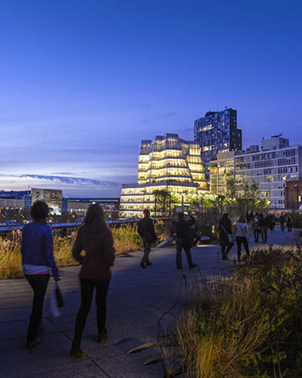 The Highline park during the evening.