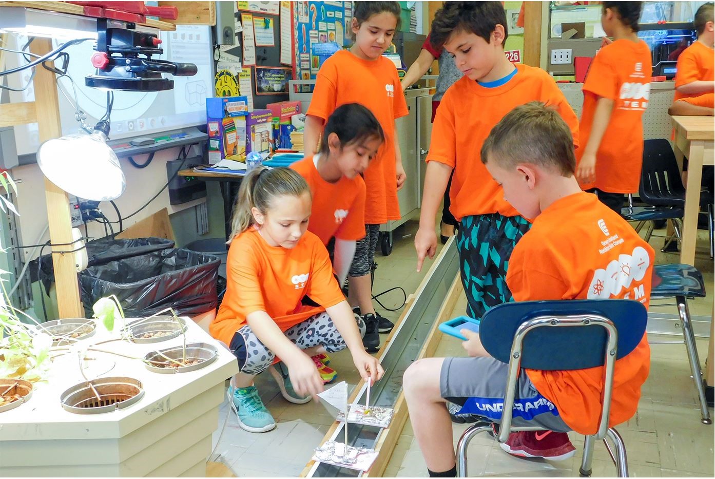 These third graders in Stony Point Elementary School are hard at work on a STEM-oriented project 
